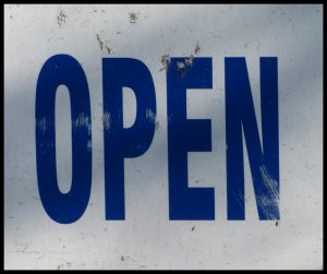 Sign that says OPEN