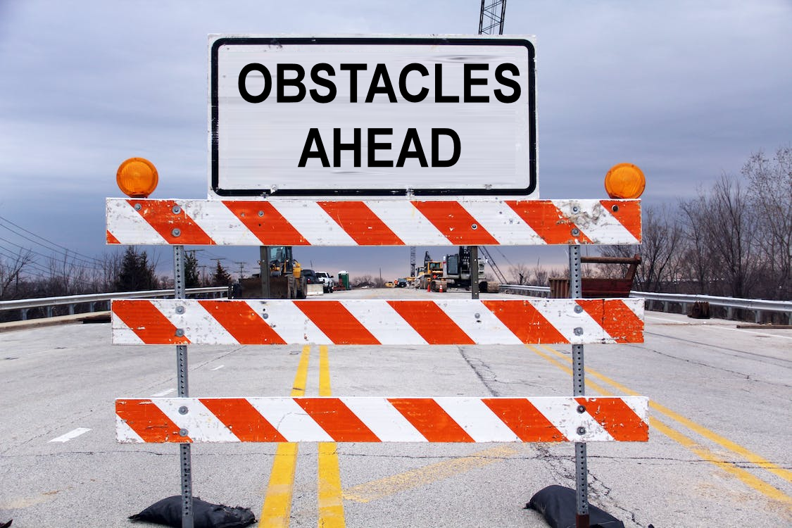 Obstacles Ahead Barrier Sign