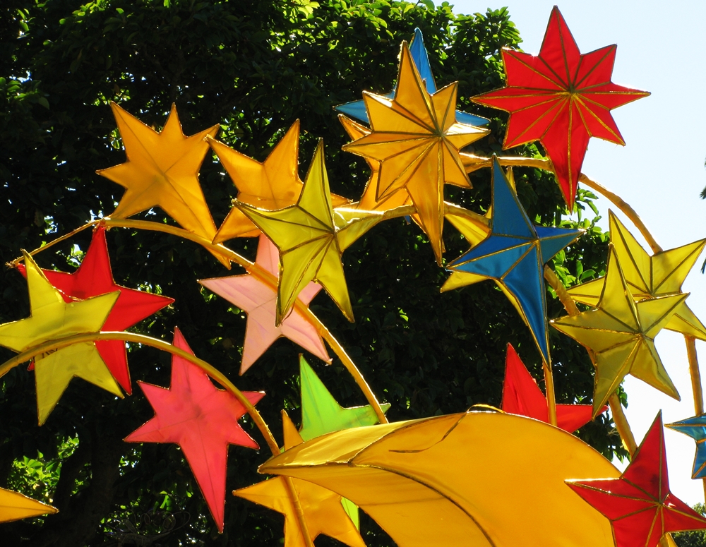 Colorful flags in the shape of stars